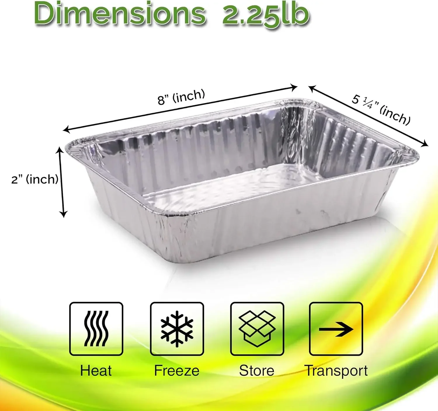 Disposable Aluminum Pans with Lids | 100 pack 1-Dinner Portion Pan Oblong Cookware Pans Best Use for Baking, Meal Preparations