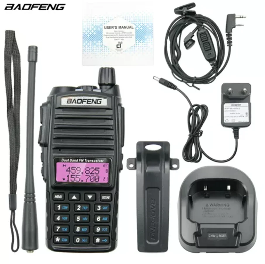 Walkie Talkie Baofeng UV-82 8W de doble banda 136-174 y 400-470 MHz CTCSS DCS de 10 km