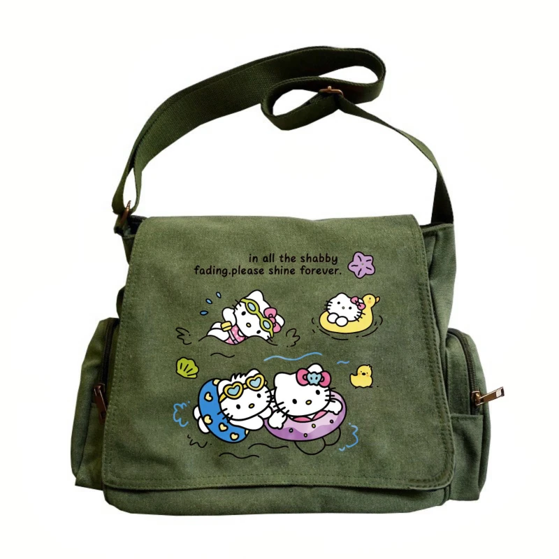 Olá kitty tema bolsa feminina dos desenhos animados natação olá kitty grande bolsa de ombro kawaii tote bolsa mensageiro para compras femininas
