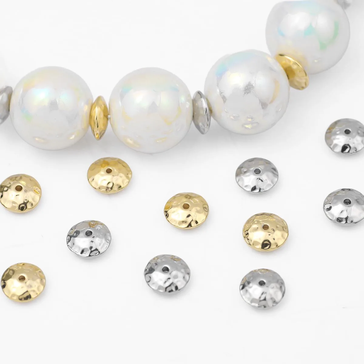 

2pcs 8mm Gold Plated Brass Round Bead Caps For Jewelry Making,Metal Beads Caps DIY Bracelet Necklace Making Accessories