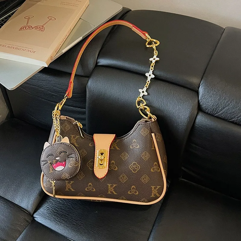 High-end small bag for women, vintage old floral chain bag, versatile fashion one-shoulder crossbody bag