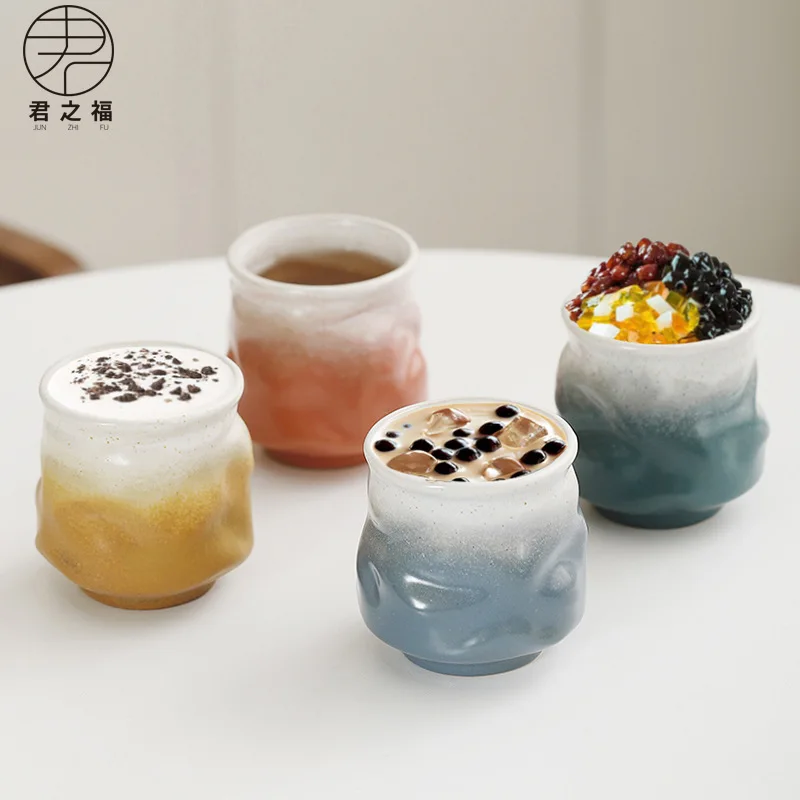 Large-Size Hibiscus Ceramic Cup - Irregular Gradient Kiln-Change Glaze, Coffee & Tea Master Mug