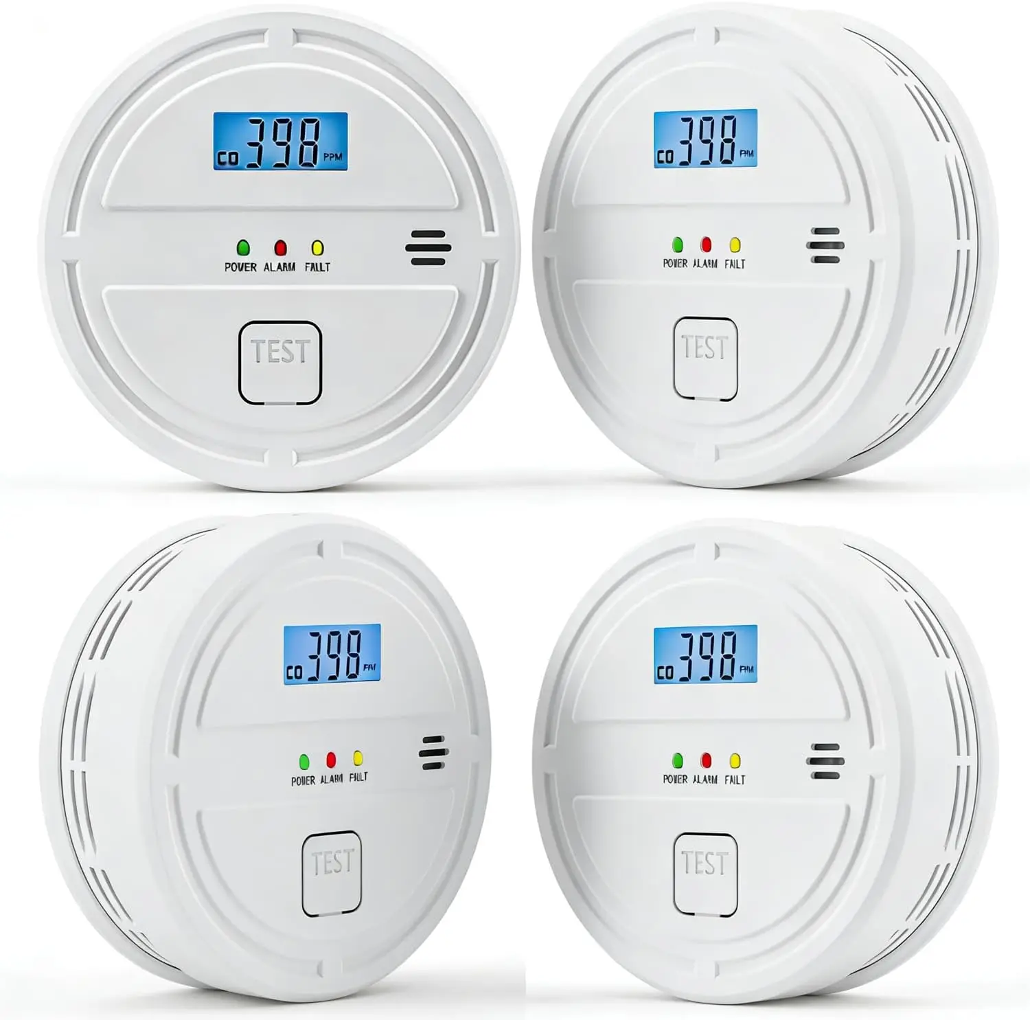 

4-Pack Smoke & Carbon Monoxide Detector Combo with Digital Display, Battery Operated for Home Safety