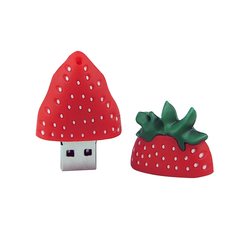 Desenhos animados Morango USB Flash Drive, Pen Drive bonito, U Stick, Memory Stick, USB 2.0, 4GB, 8GB, 16GB, 32GB, 64GB, venda quente