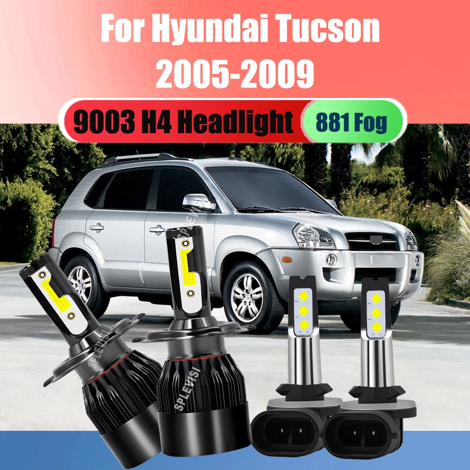 

12v Automotive LED Headlight Fog Conversion Kit - Smart Overheat Protection For Hyundai Tucson 2005 2006 2007 2008 2009