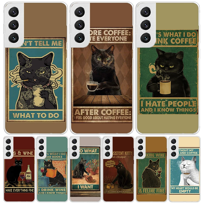 Funny Cat Poster Daily Life Phone Case For Samsung Galaxy S24 S23 S22 S21 FE S20 Ultra S10 Plus S10E S9 S8 + Art Customized Coqu