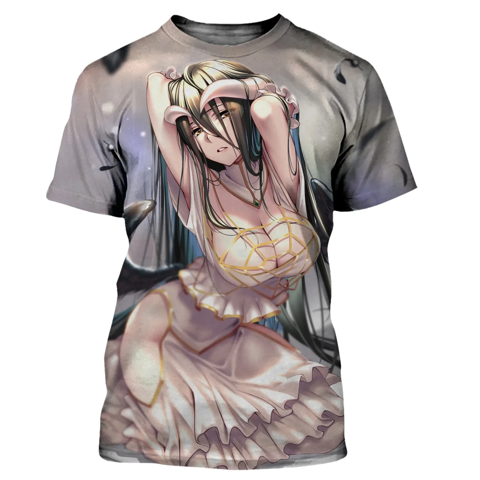 Overlord-camisetas de Anime para hombre y mujer, ropa de calle con estampado de Albedo 3D, camiseta de gran tamaño a la moda, camisetas Harajuku,