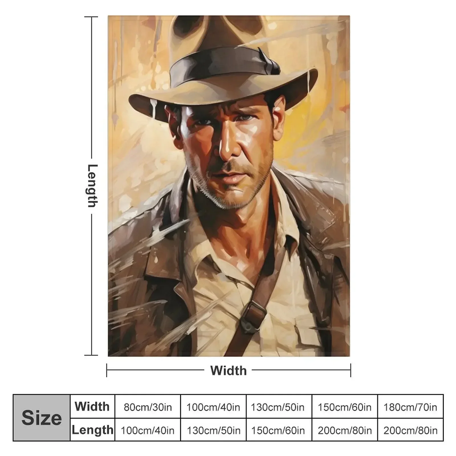 Indiana Jones Paint Artwork Throw Blanket Multi-Purpose Personalized Gift Blankets