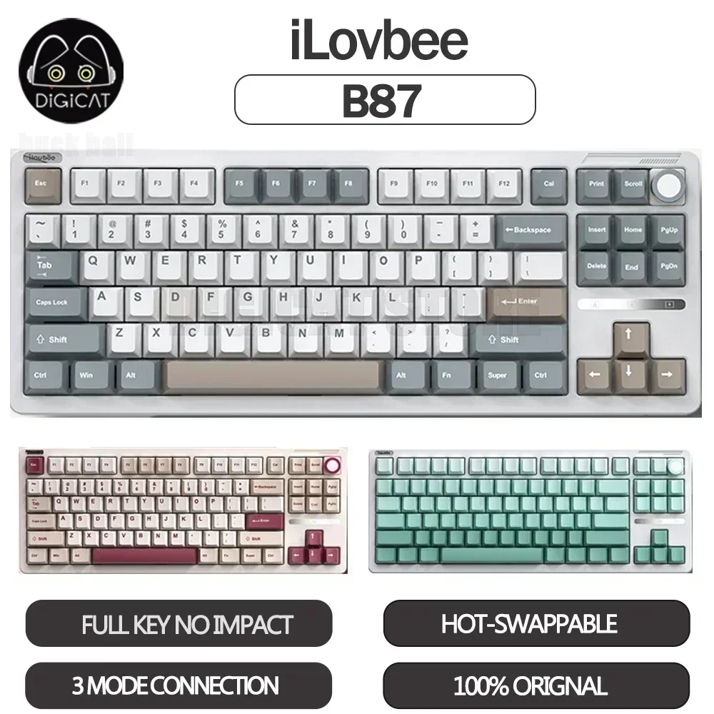 

Клавиатура Ilovbee B87 Механическая беспроводная, 3 режима, USB/2,4G/Bluetooth