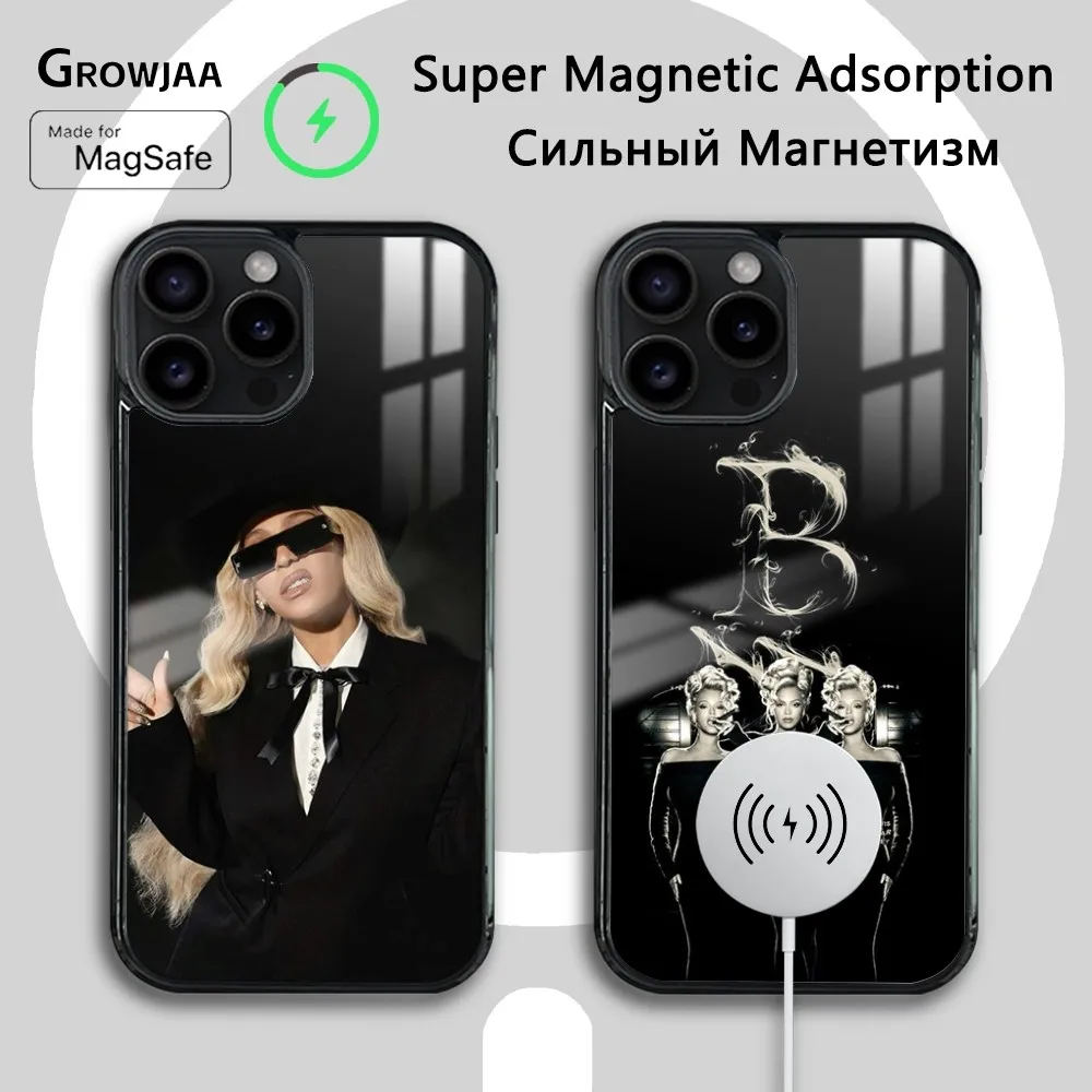 

Hot Singer B-Beyonce Phone Case For iPhone 16 15 14 13 12 11 Pro Max Plus Mini Magsafe Mirror Wireless Magnetic Cover