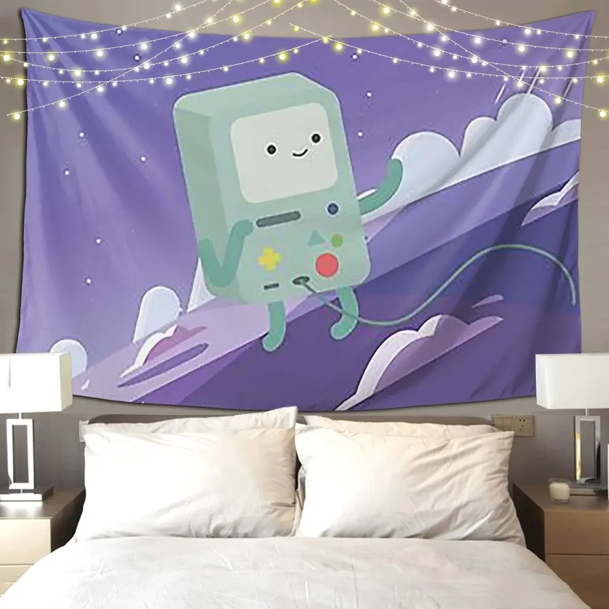 Floating Bmo (Adventure Time) Tapestry Art Wall Hanging Aesthetic Home Decor Tapestries for Living Room Bedroom Dorm Room