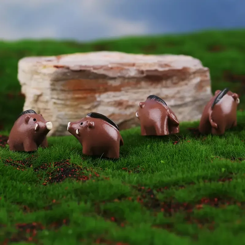 5/10 Pcs Miniature Wild Boar Figurines, Fairy Garden Plant Accessories, Micro Landscape DIY Craft Project Home Decorations - Image 6