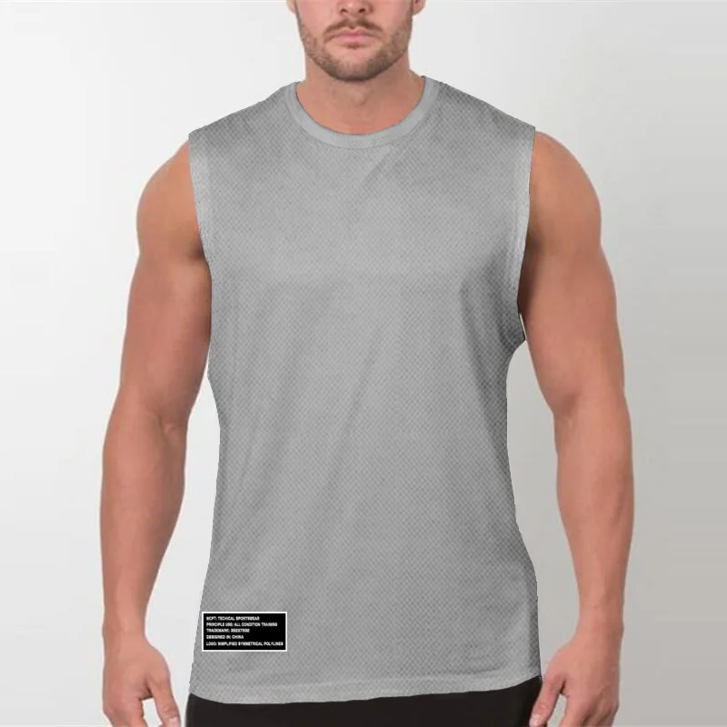 Gym Workout Fitness Bodybuilding Running Vests Summer Mesh Moisture Wicking Quick Dry Sport Shirt Men\'s Sleeveless Tank Tops