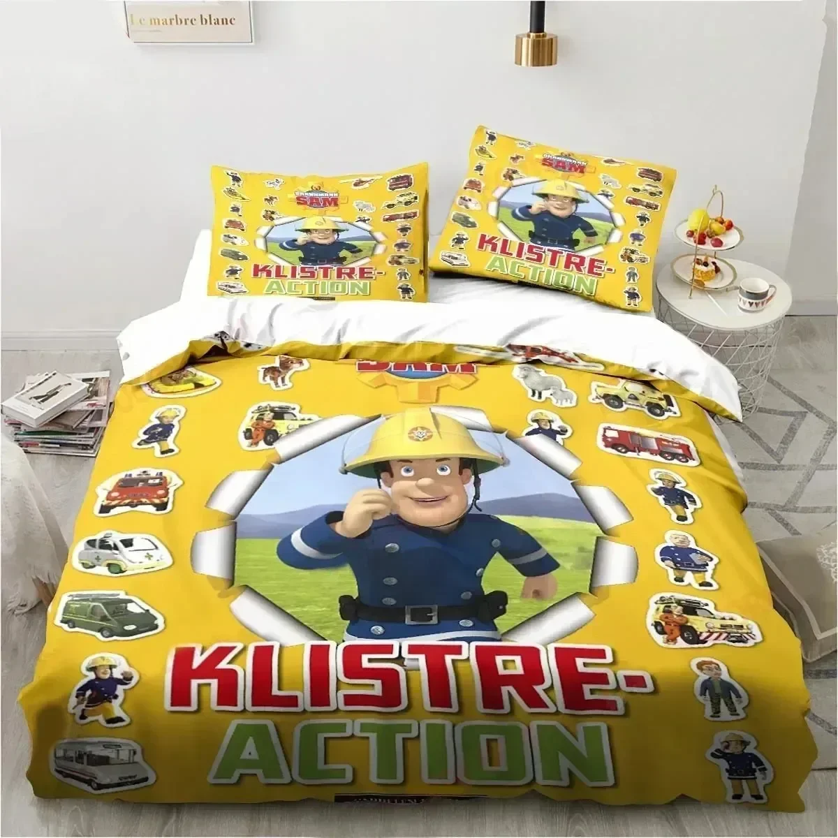 3D Print Cartoon Fireman Sam Toys Comfortable Duvet Quilt Cover Pillowcase Bedding Set Children Bedroom Decoration Home Textile