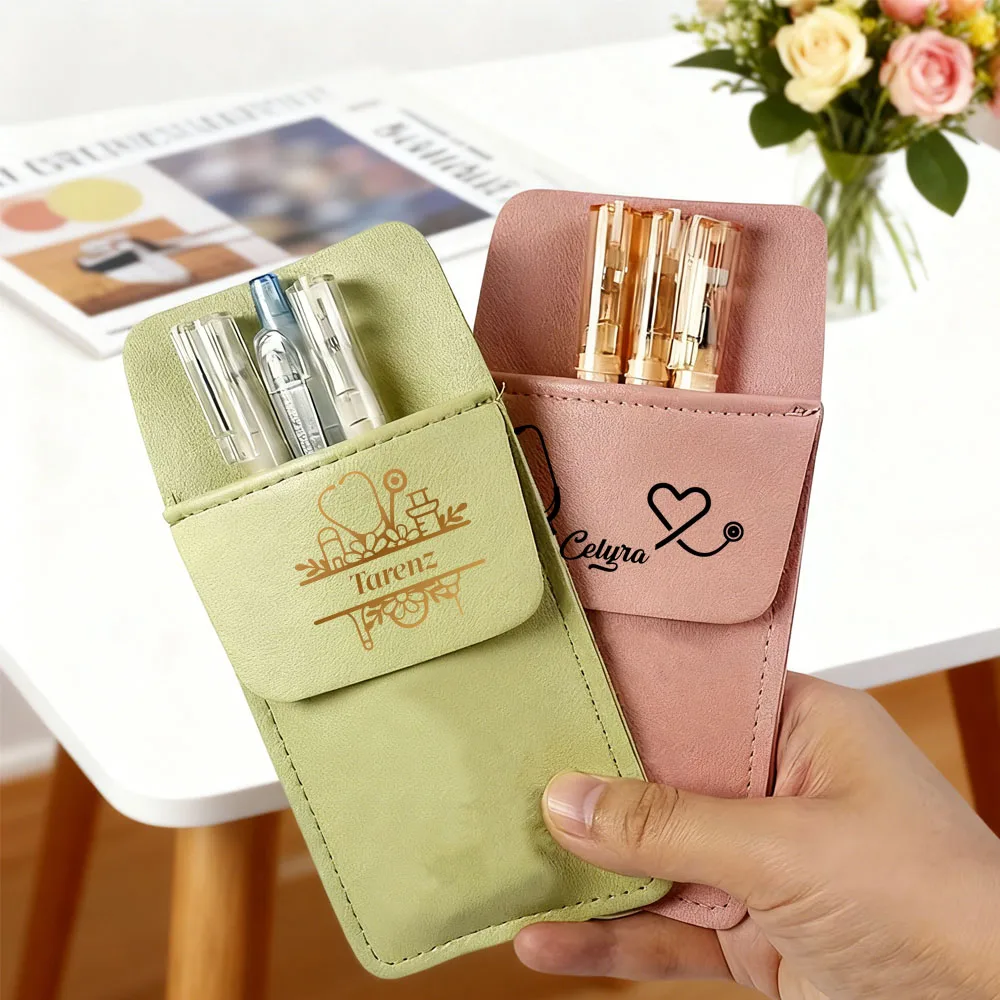 Étui à stylos d'infirmière personnalisé, organisateur de poche personnalisé en simili cuir, cadeaux pour infirmière et soignant, peut contenir 5 stylos, crayons, outil