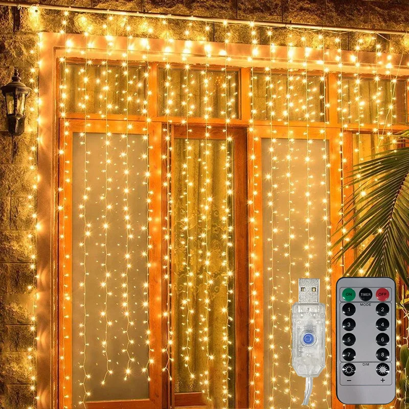 

Светодиодные гирлянды для штор с питанием от USB, 8 режимов, свадебные гирлянды для внутренней стены, новогоднее рождественское украшение для спальни, вечеринки