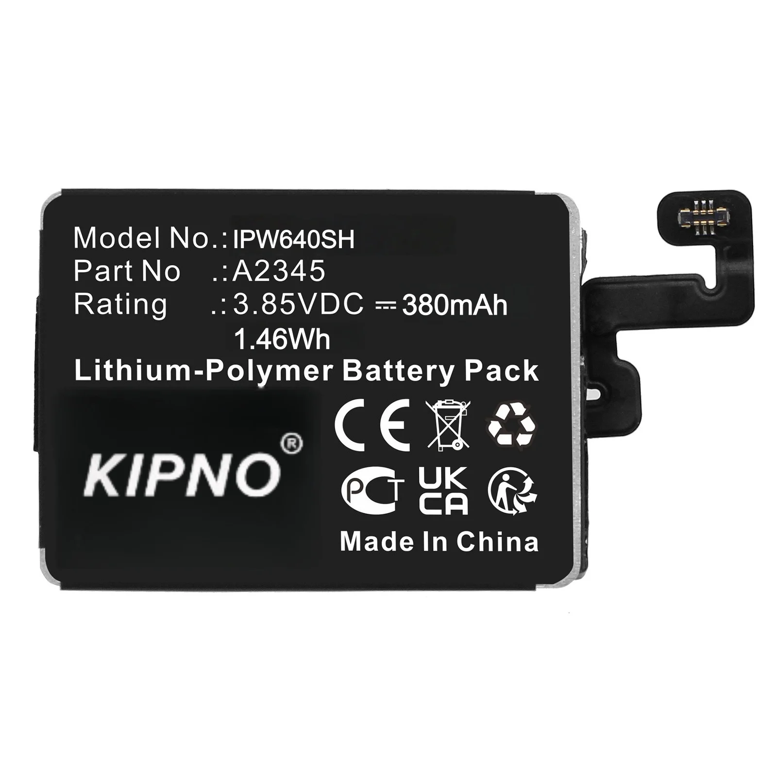 KIPNO Smartwatch Battery 3.85V 380mAh A2345 for Apple Watch Series S6 40mm,  380mAh A2327 for Apple Watch Series S6 44mm