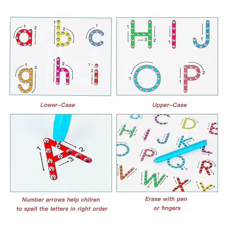 Alphabet Magnetic Drawing Board 2-in-1 Practice Learning Educational Toy Double-Sided Magnets Tracing Board Stem Toy Letters