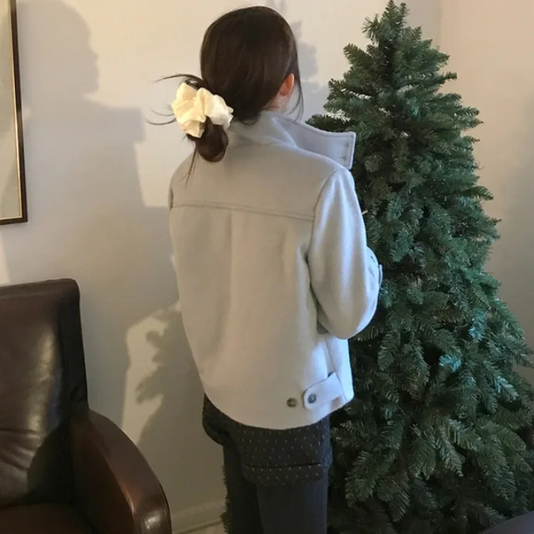 معطف صوفي أنيق للنساء فضفاض مناسب بياقة بدلة كلاسيكية مزدوجة الصدر كيت أور توب ملابس خارجية للخريف والشتاء #5