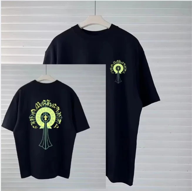 New Crowe Heart Cross Letter T-Shirt Men Women Summer Trend Half Sleeve Loose Pure Cotton Printed Graphic Tee 2026