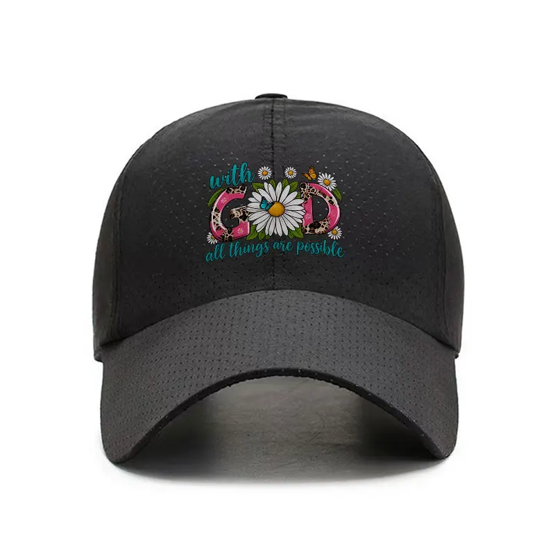 All Things Are Possible Floral Quick Dry Baseball Cap Lightweight Breathable Outdoor Sun Hat