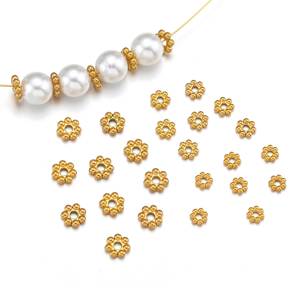 50pcs Stainless Steel Flower Shape Loose Spacer Beads for DIY Jewelry Making Bracelet Necklaces Findings Accessories Supplies - Image 5