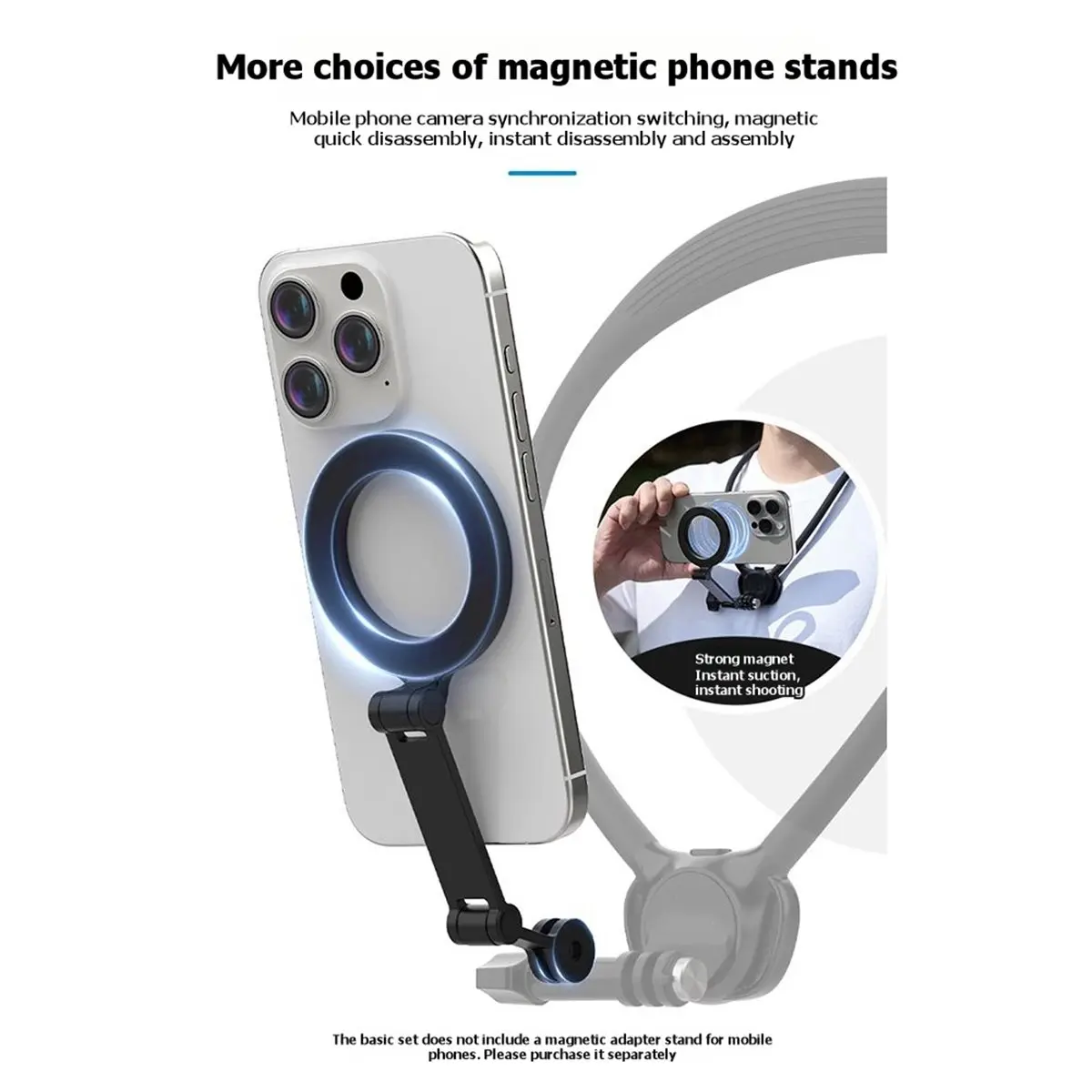 Dynamic Phone Action Camera 2 in 1 Neck Hold Mount for Action6/5 Universal Hands-Free Phone Holder & Action Camera Accessory B