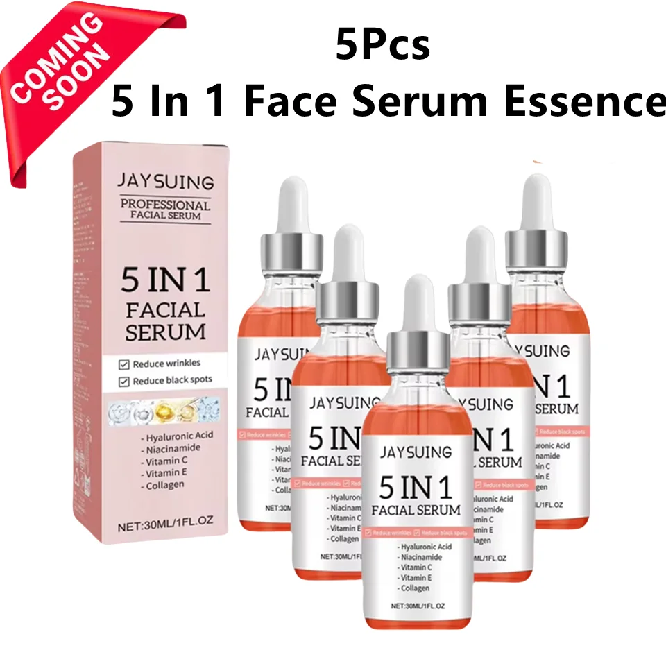 5 pçs rosto soro essência hidratante clarear anti rugas envelhecimento vitamina c ácido hialurônico soro facial encolher poros cuidados com a pele