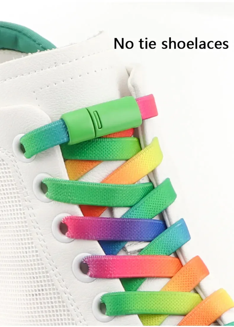 1 Paar magnetische Schnürsenkel für Sneaker, Regenbogen-Farbverlauf, flache, elastische Schnürsenkel, für Erwachsene und Kinder, Schnürsenkel ohne Binden, Schuhzubehör. – Detail 1
