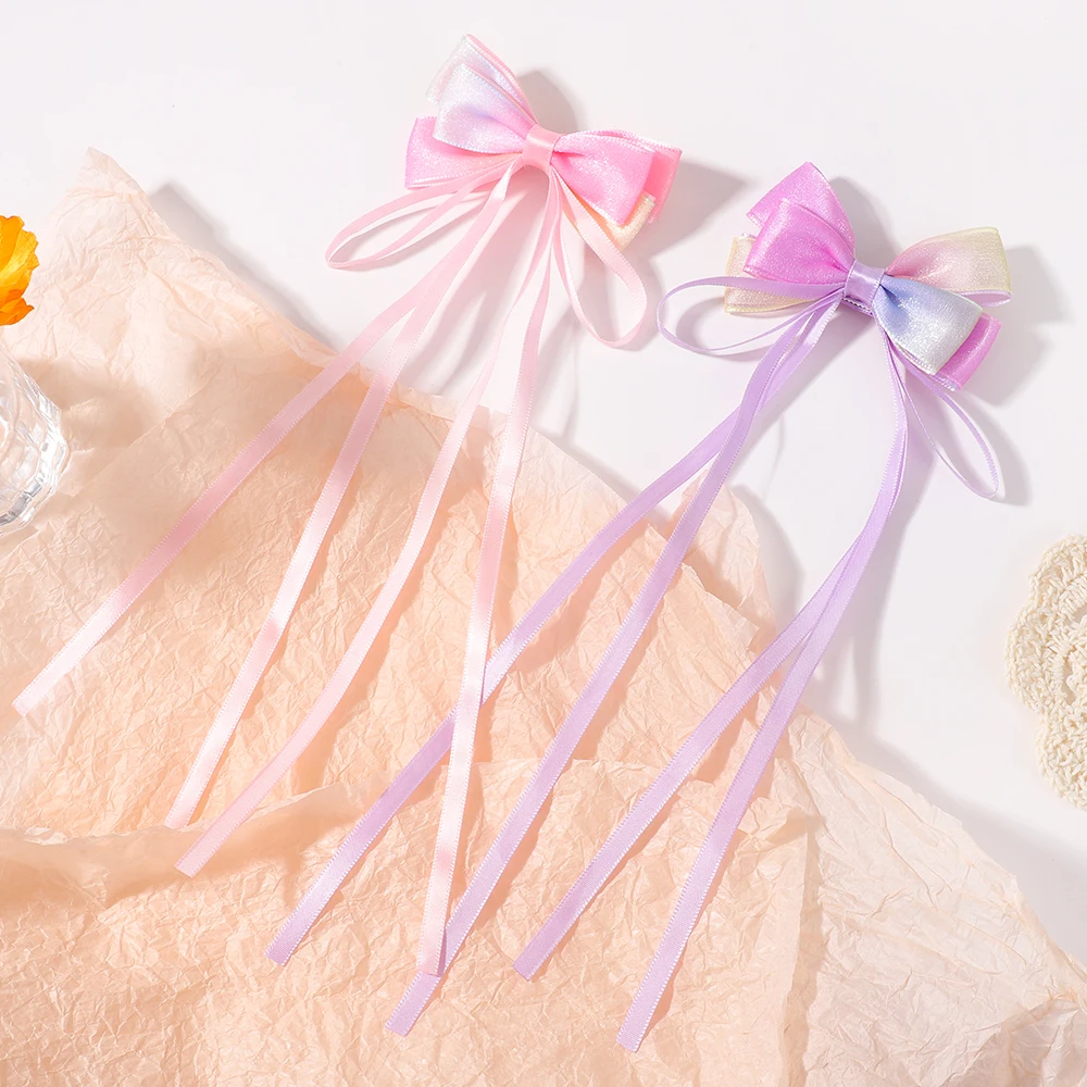 

New Chinese Style Gradient Bow Tassel Hairpins Children Sweet Girls Lovely Hair Clips Women Barrettes Hairgrips Hair Accessories