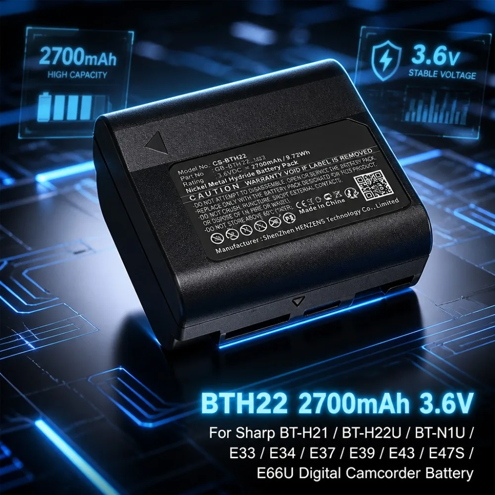 Fast Shipping BTH22 2700mAh 3.6V Battery For Sharp BT-H21 BT-H22U BT-N1U E33 E34 E37 E39 E43 E47S E66U Digital Camcorder Battery