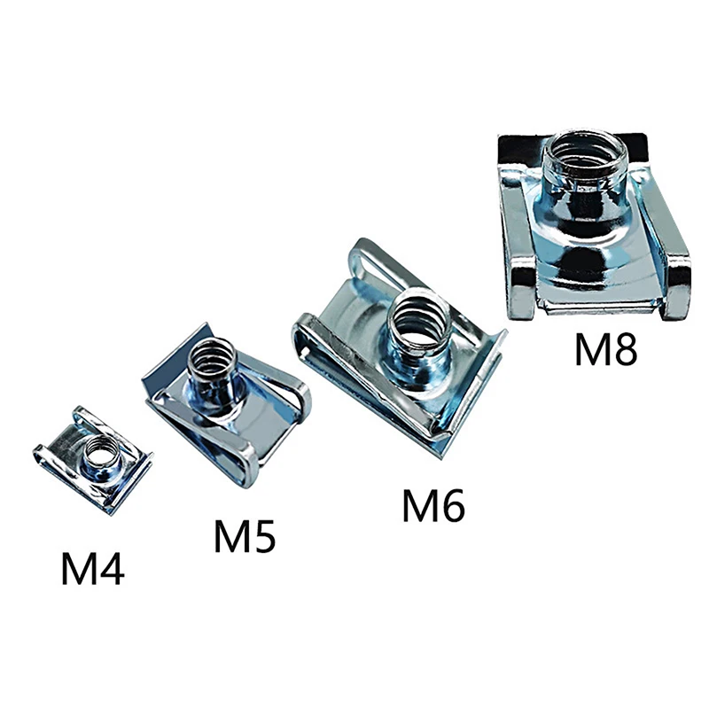 10pcs M4/M5/M6/M8 Car Spring Steel U Type Clips with Thread 8mm 5mm 6mm 4mm Reed Nuts for Auto Motorcycle Scooter ATV Moped