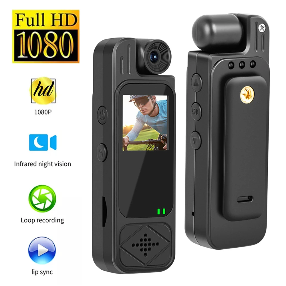 

1080P 1.3inch Screen Mini Sports Camera Rotary Lens Nigh Vision Digital Video Camera HD Bodycam Video Recorder for Police