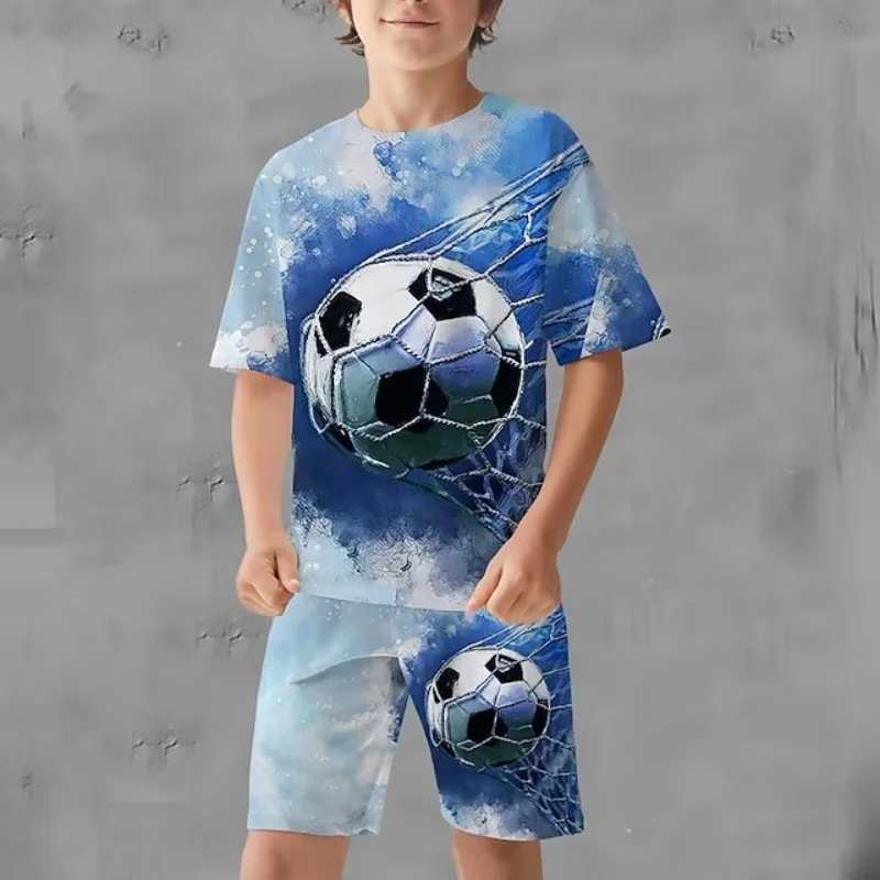 Children\'s Clothing Suit for Boy Short Sleeve 3D Soccer Print Kids Summer Clothes Casual streetwear Outdoor Top Children\'s Sets