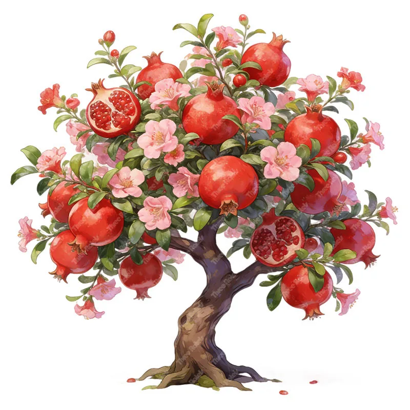 Three Ratels CAA90 Watercolor pomegranate tree wall stickers for home decoration