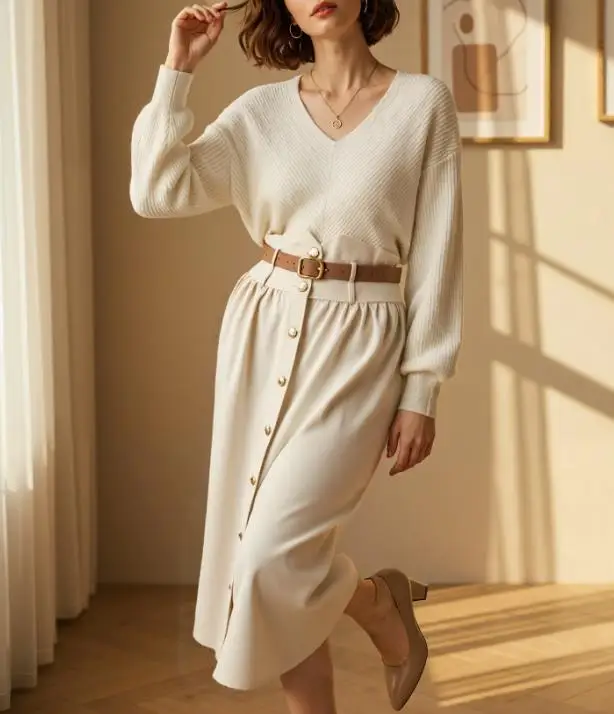 

Women's Half Skirt 2026 Summer Tailored Solid Color High Waist Pleated Waist Design Fashionable Elegant Temperament Half Skirt