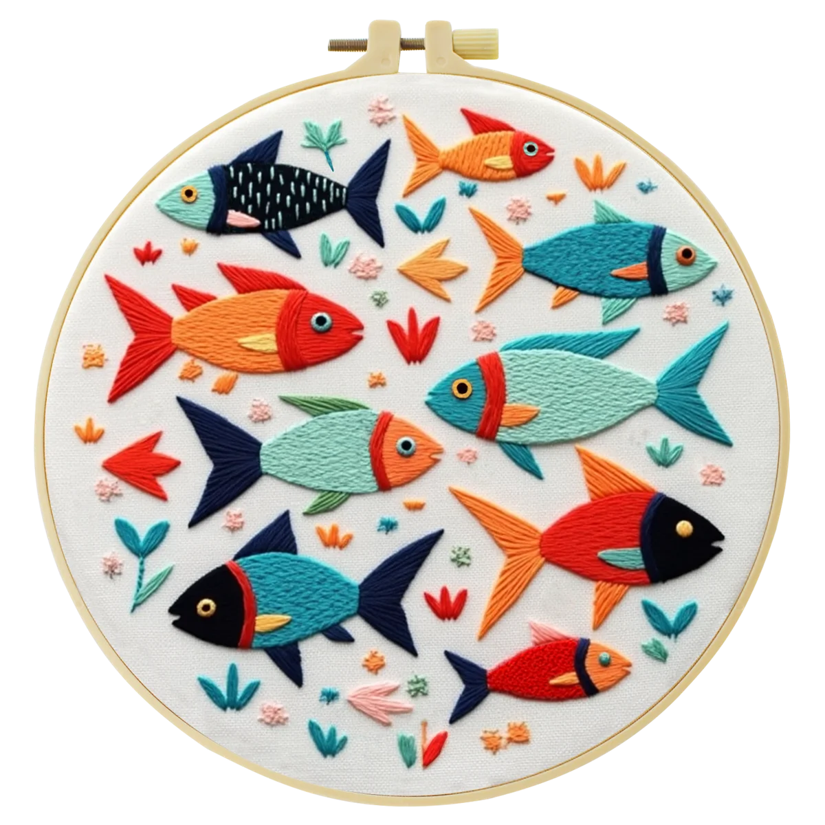 1 Stück 20X20CM/7,87 Zoll Fisch-Stickerei-Starter-Kit DIY-Kit Nähkunst Heimdekoration Handwerksmalerei – Detail 5