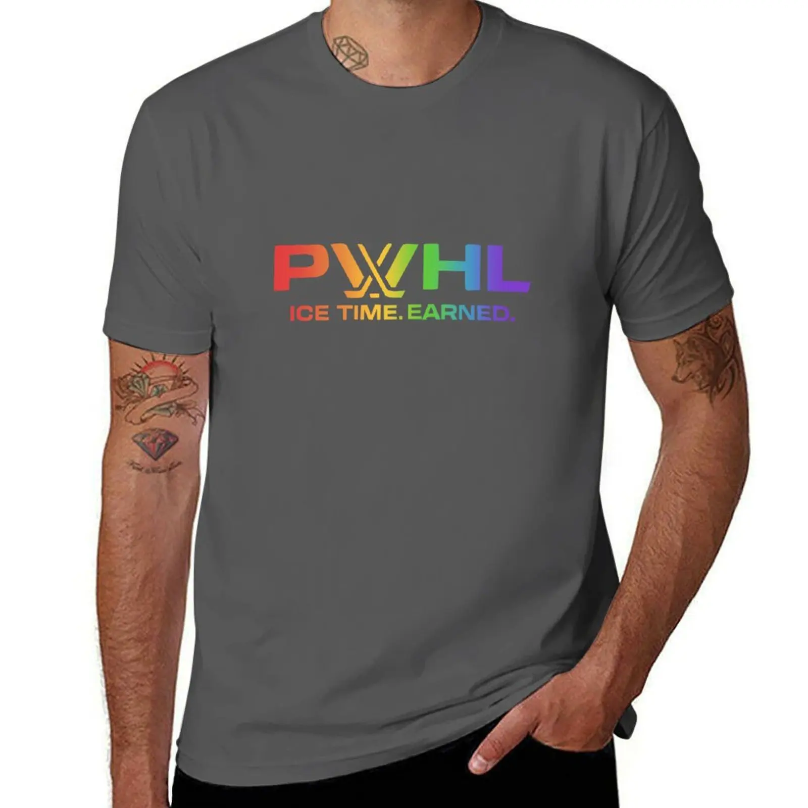 

Pride Pwhl logo “ice time earned” T-Shirt Casual Daily Graphic Tee