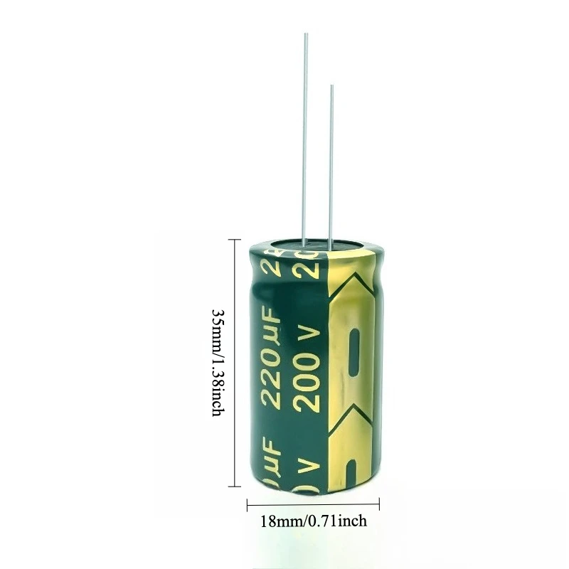 

15pcs 200V 220uF Electrolytic Capacitor High Frequency Low ESR Long Life Green Gold 18x30mm for Power Supply