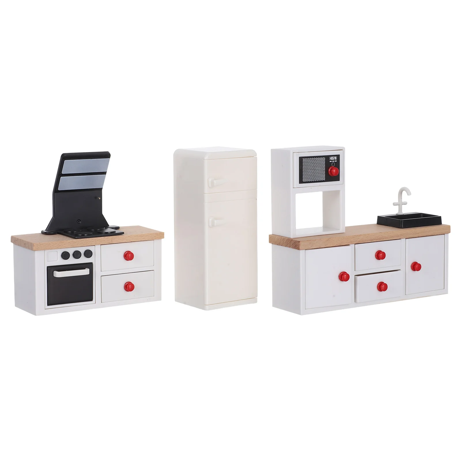 

3Pcs Miniature House Furniture Kitchen Set Elegant European Design Pretend Play Accessories for Kids Imaginative Role Play Space