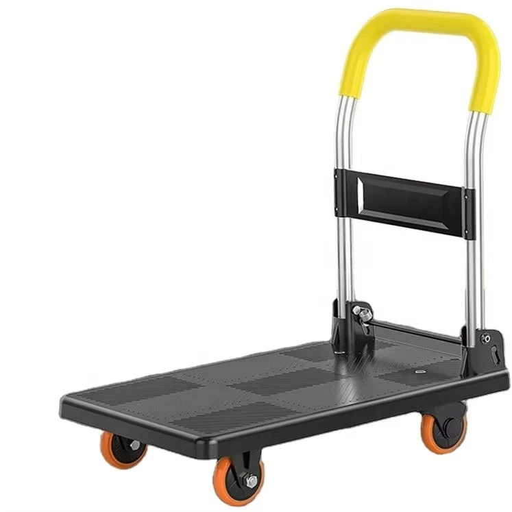 

Portable Folding Hand Trolley Four-Wheel Flatbed Express Trailer Cart with Platform for Household Moving