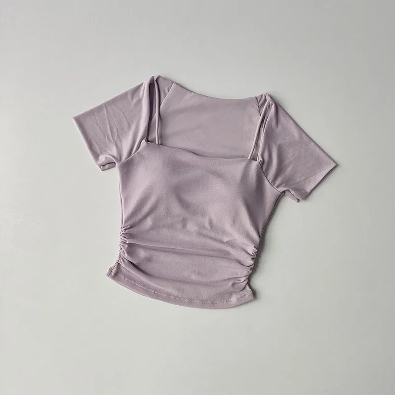 فستان يوجا صيفي جديد مكون من قطعتين، وسادة صدر ثابتة، شبكة رياضية بأكمام قصيرة، ملابس رياضية للجري واللياقة البدنية #6