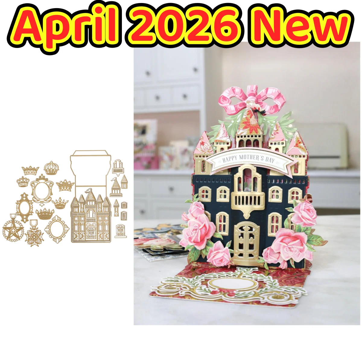 

Castle Music Scene Metal Cutting Dies for DIY Making Card Scrapbook Embossed Paper Template Decoration Supplies April 2026 New