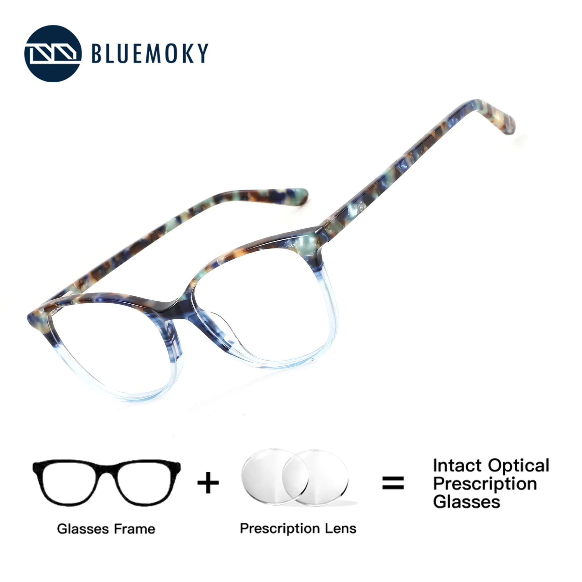 

BLUEMOKY Butterfly Acetate Custom Prescription Glasses Women Photochromic Anti Blue Light Optical Eyeglasses Anti Reflection