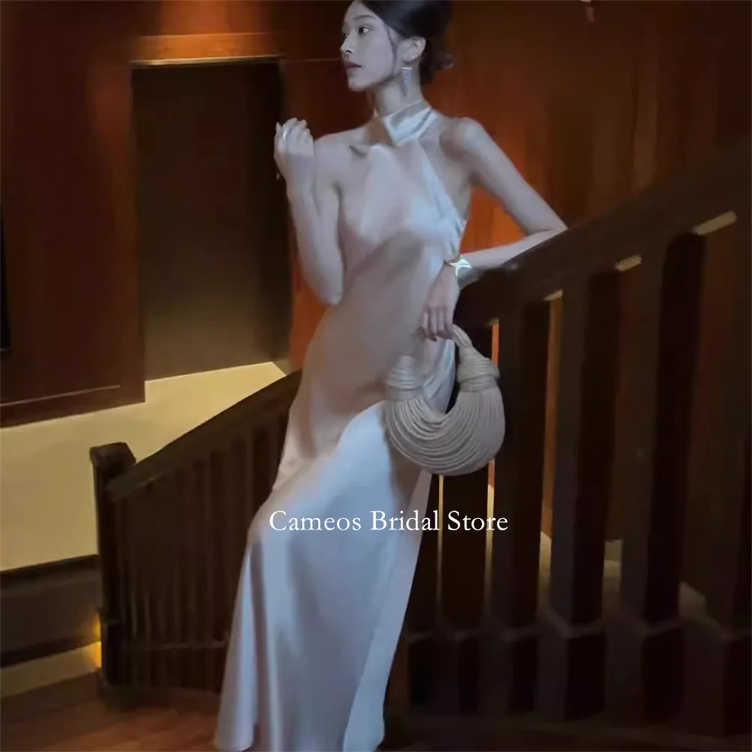 

SONDR Fashion Korea Halter Floor Length Backless Sleeveless Simple Wedding Dresses Photo Shoot Corset Customized Bridal Gown