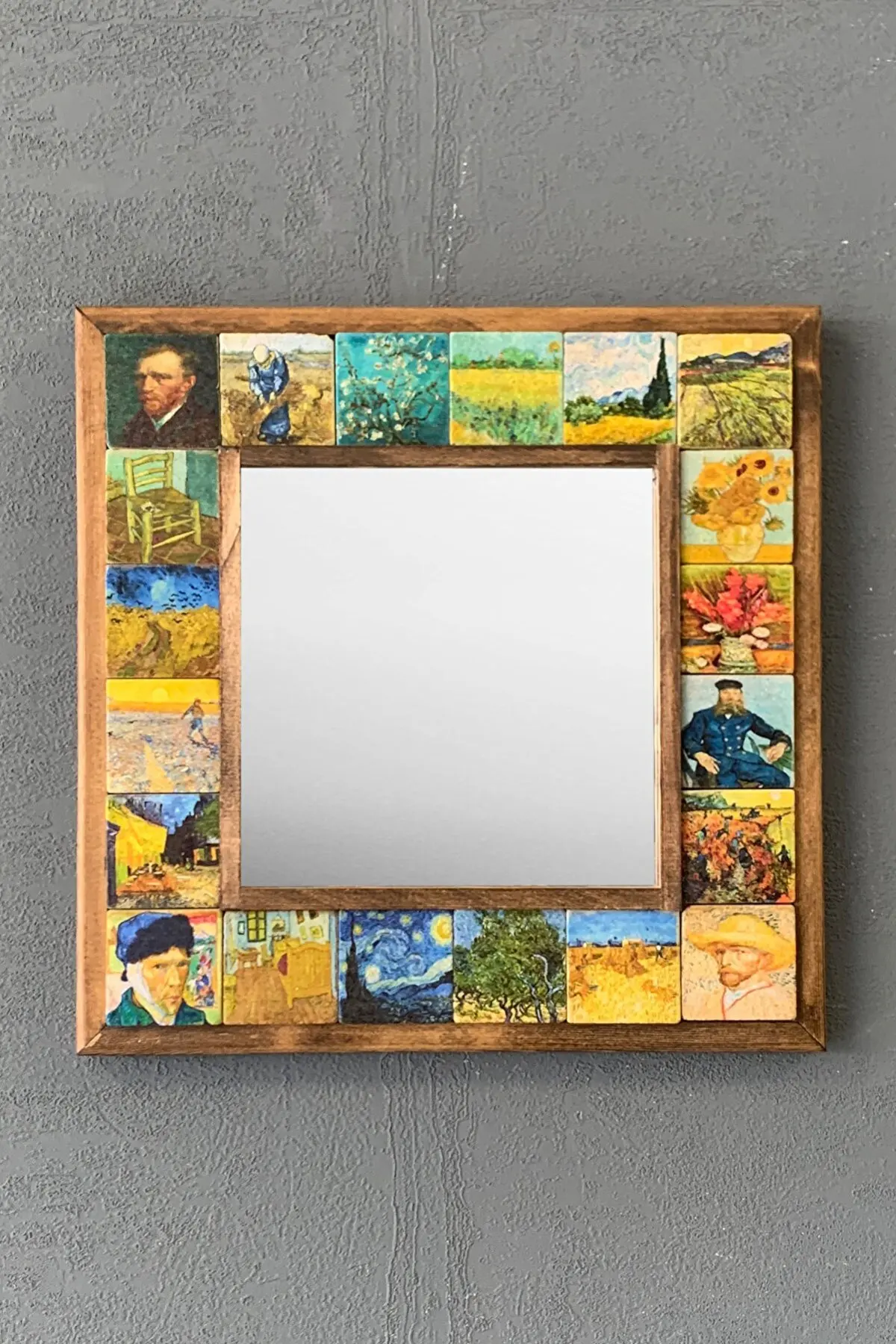 

Framed Mosaic Stone Mirror 33 Cm X 33 Cm Colorful Stylish Modern 2022 Season Home Wall Decoration