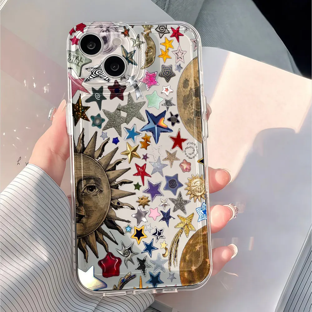 Silicone Phone Case For Samsung Galaxy S26 S25 Ultra S24 S23 Plus S22 FE A36 A15 A55 A26 A34 A16 A35 A56 Retro Star Planet Cover
