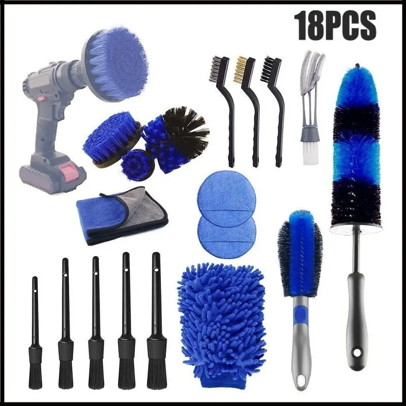 

Автомобильная детализация щетки инструменты автомобиль Автомобильный двигатель Очистка колеса 18 шт./Набор