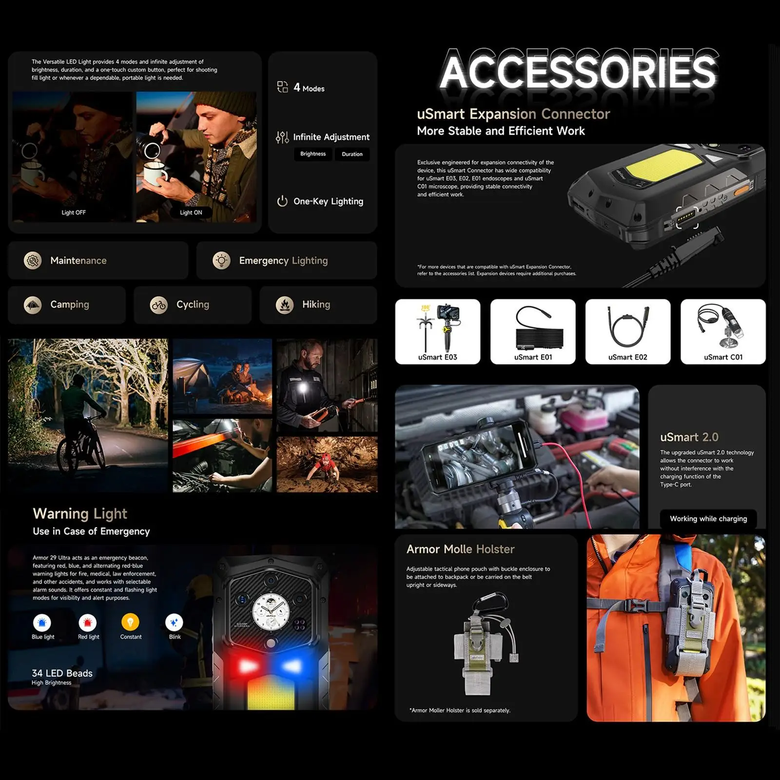 Ulefone Armor 29 Ultra Rugged Smartphone AI 5G 16GB+1TB Dual Screen 6.67'' 21200mAh 120W 64MP Night Vision Camera Android 15 NFC