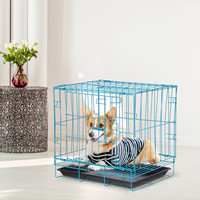 Dog Folding Cage Pet Metal Puppy Blue Carrier Crate Collapsible Foldable Playpen